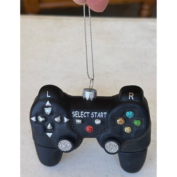 Unbranded Black w/Glitter Silver Gaming Remote Hanging Christmas Ornament 3"Tall - Picture 6 of 11